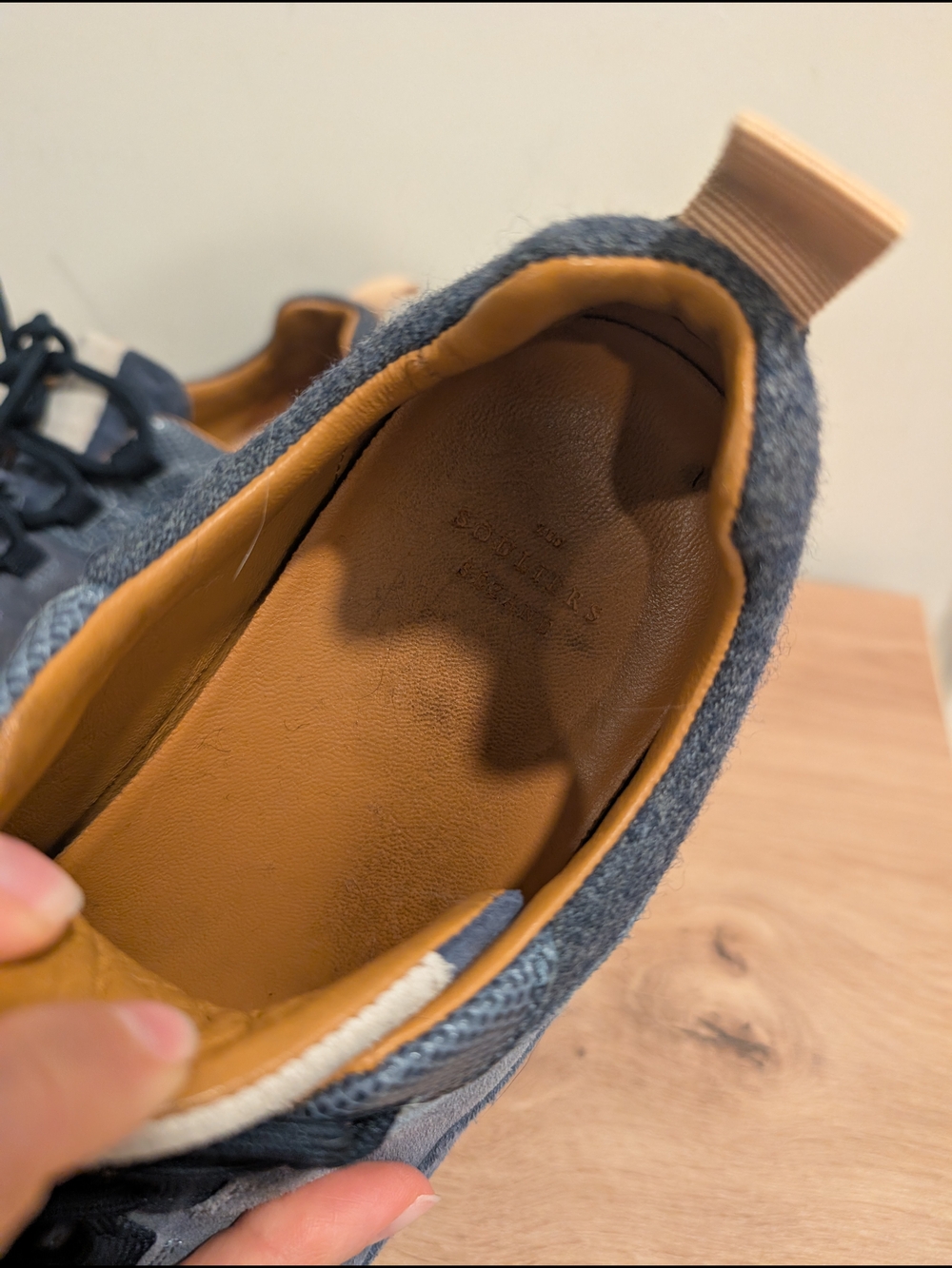 Sezane Blue and Cream Suede Lace-Up Sneakers - Picture 4 of 7